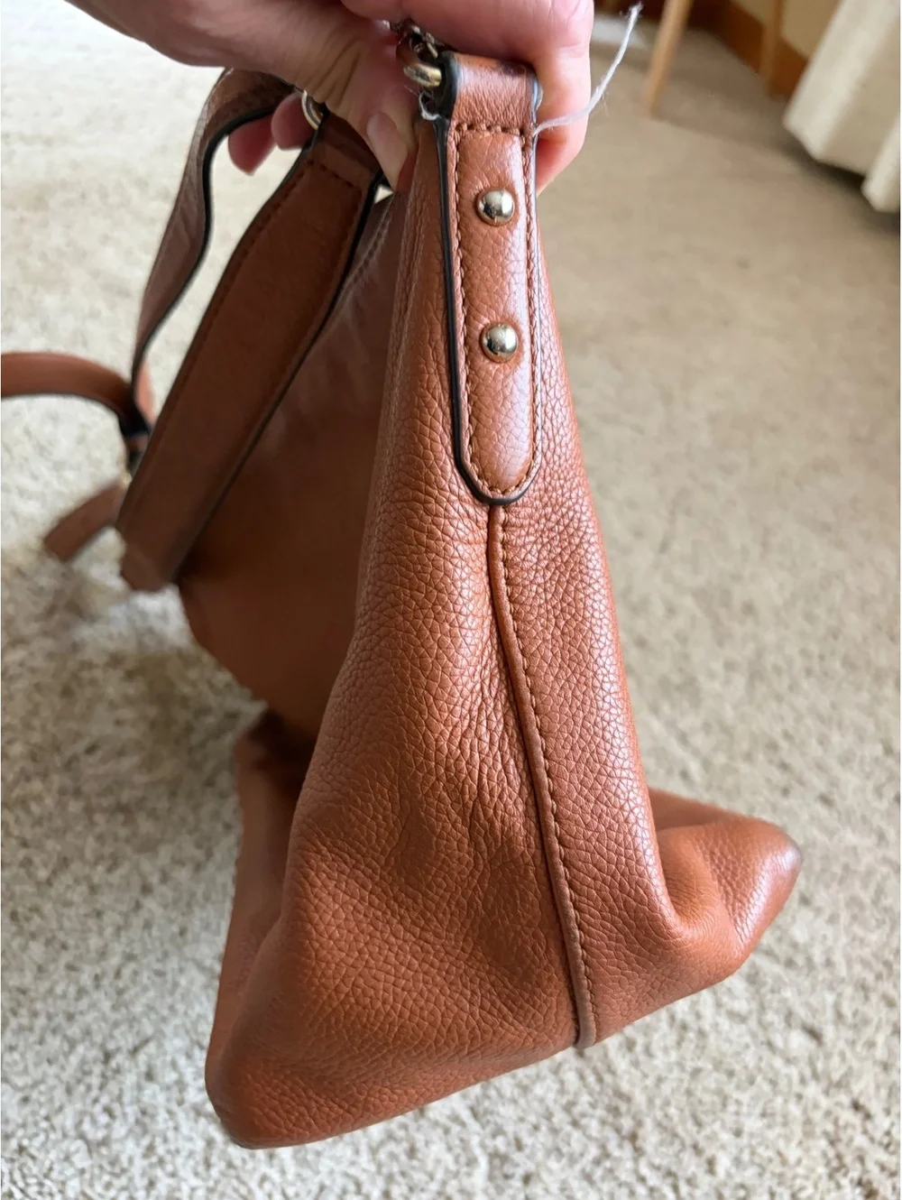 brown pebbled leather Kate Spade handbag crossbody shoulder medium zipped